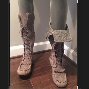 Ugg Suede Lace up Moccasin Boots $63